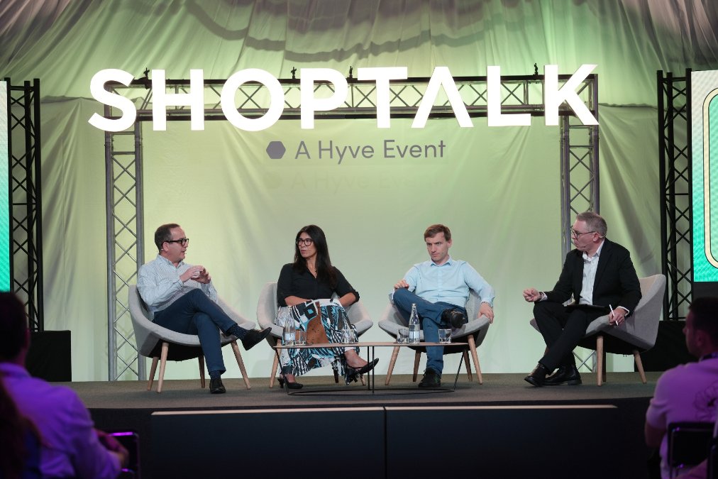Panel of Unlimitail, Douglas and Nectar360 executives on the Shoptalk Europe stage discussing the future of retail media