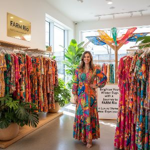 Vibrant FARM Rio luxury women's wear, Brazilian-inspired prints and sustainable fashion.