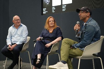 Nichola Toner, Andy Burton and Peyman Naeini on stage at Shoptalk Europe 2026 discussing digital transformation